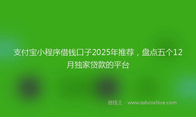 支付宝小程序借钱口子2025年推荐，盘点五个12月独家贷款的平台