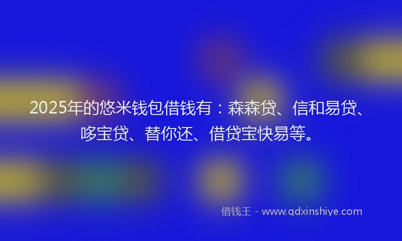 2025年的悠米钱包借钱有：森森贷、信和易贷、哆宝贷、替你还、借贷宝快易等。