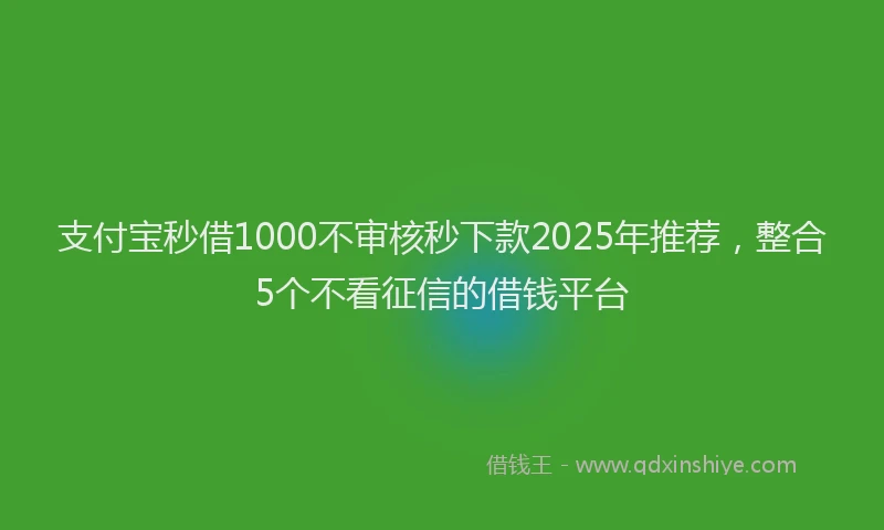 支付宝秒借1000不审核秒下款2025年推荐，整合5个不看征信的借钱平台