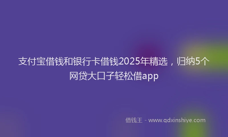 支付宝借钱和银行卡借钱2025年精选，归纳5个网贷大口子轻松借app