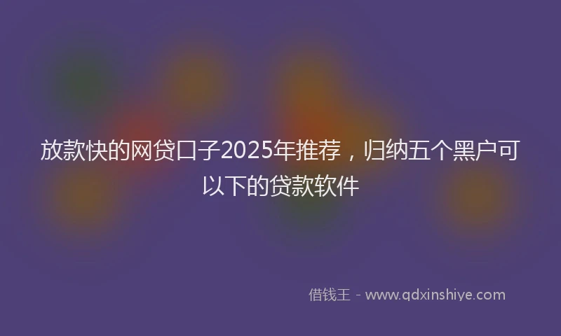 放款快的网贷口子2025年推荐，归纳五个黑户可以下的贷款软件
