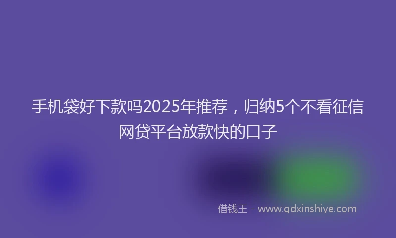 手机袋好下款吗2025年推荐，归纳5个不看征信网贷平台放款快的口子