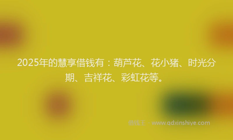2025年的慧享借钱有：葫芦花、花小猪、时光分期、吉祥花、彩虹花等。