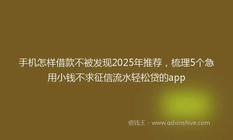 手机怎样借款不被发现2025年推荐，梳理5个急用小钱不求征信流水轻松贷的app