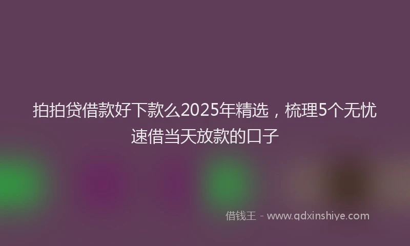 拍拍贷借款好下款么2025年精选，梳理5个无忧速借当天放款的口子