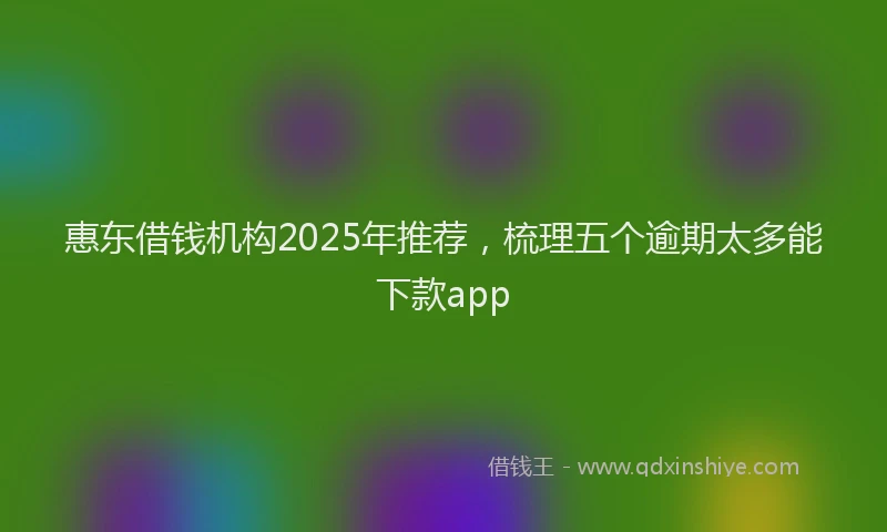 惠东借钱机构2025年推荐，梳理五个逾期太多能下款app