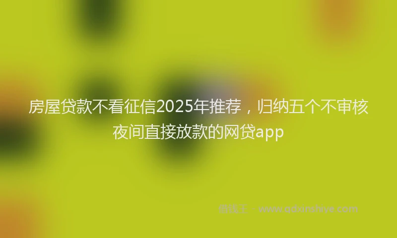 房屋贷款不看征信2025年推荐，归纳五个不审核夜间直接放款的网贷app