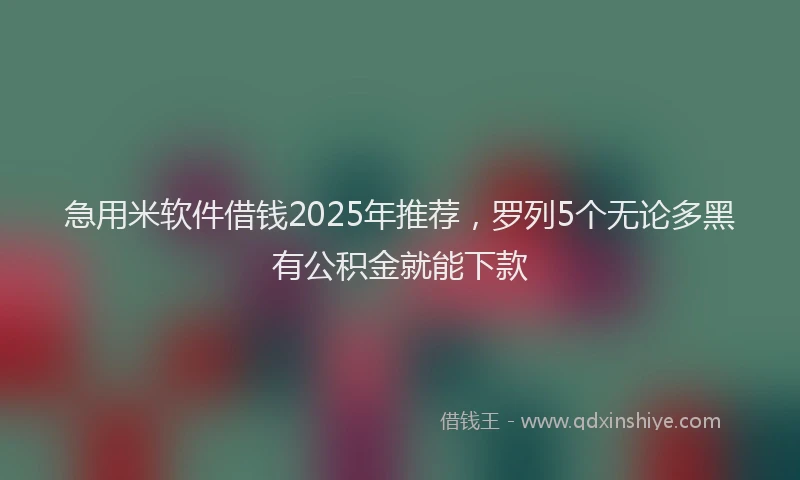 急用米软件借钱2025年推荐，罗列5个无论多黑有公积金就能下款