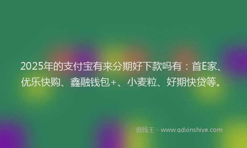 2025年的支付宝有来分期好下款吗有：首E家、优乐快购、鑫融钱包+、小麦粒、好期快贷等。