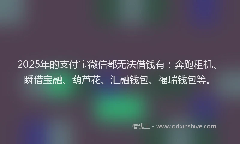 2025年的支付宝微信都无法借钱有：奔跑租机、瞬借宝融、葫芦花、汇融钱包、福瑞钱包等。