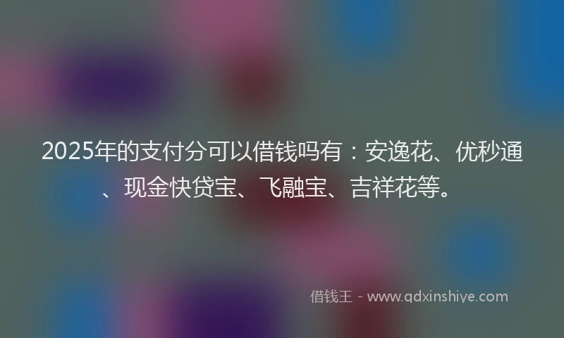 2025年的支付分可以借钱吗有：安逸花、优秒通、现金快贷宝、飞融宝、吉祥花等。