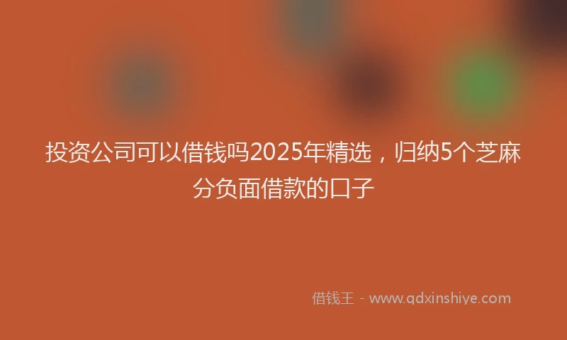 投资公司可以借钱吗2025年精选，归纳5个芝麻分负面借款的口子