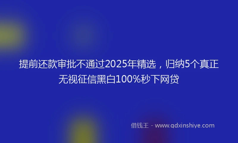 提前还款审批不通过2025年精选，归纳5个真正无视征信黑白100%秒下网贷