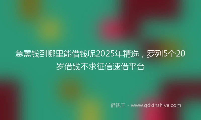 急需钱到哪里能借钱呢2025年精选，罗列5个20岁借钱不求征信速借平台