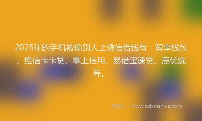 2025年的手机被偷别人上微信借钱有：智享钱包、维信卡卡贷、掌上信用、易借宝速贷、鹿优选等。