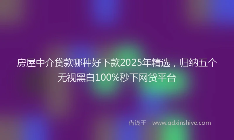 房屋中介贷款哪种好下款2025年精选，归纳五个无视黑白100%秒下网贷平台