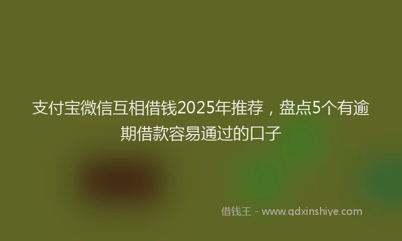 支付宝微信互相借钱2025年推荐，盘点5个有逾期借款容易通过的口子