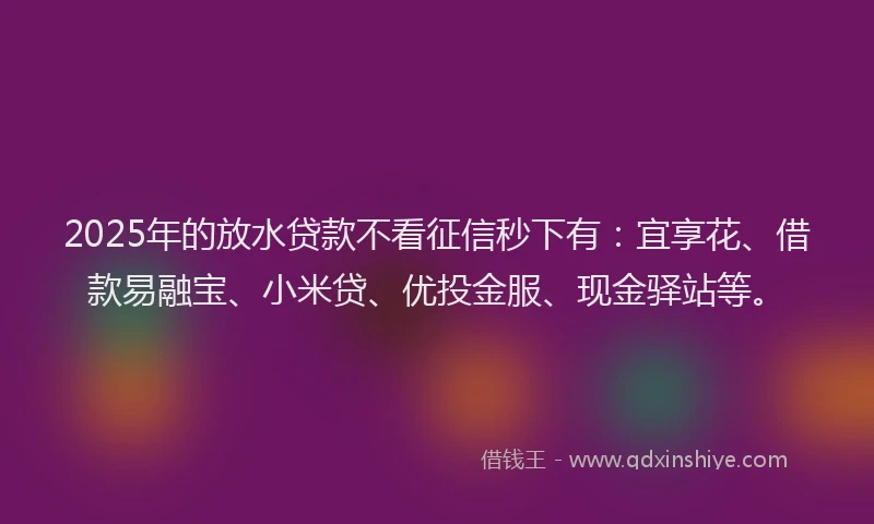 2025年的放水贷款不看征信秒下有：宜享花、借款易融宝、小米贷、优投金服、现金驿站等。