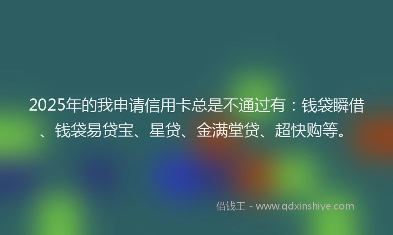 2025年的我申请信用卡总是不通过有：钱袋瞬借、钱袋易贷宝、星贷、金满堂贷、超快购等。