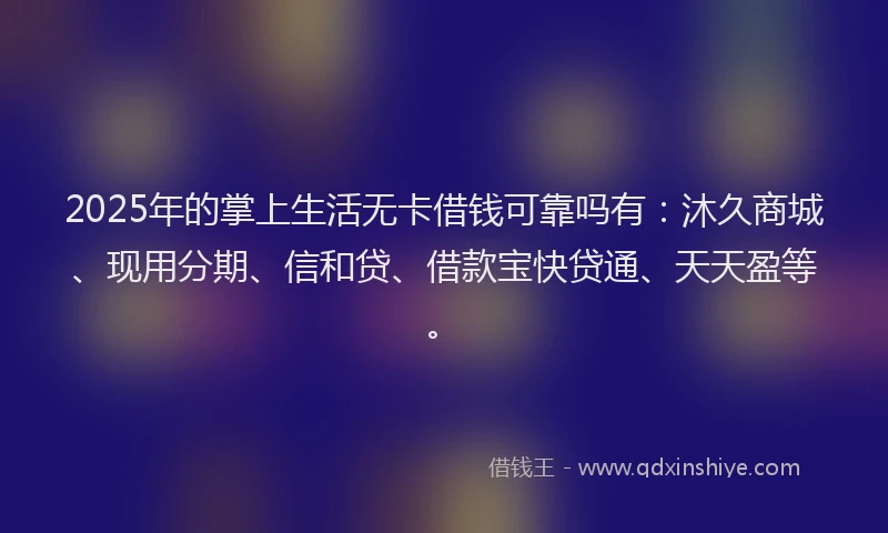 2025年的掌上生活无卡借钱可靠吗有：沐久商城、现用分期、信和贷、借款宝快贷通、天天盈等。