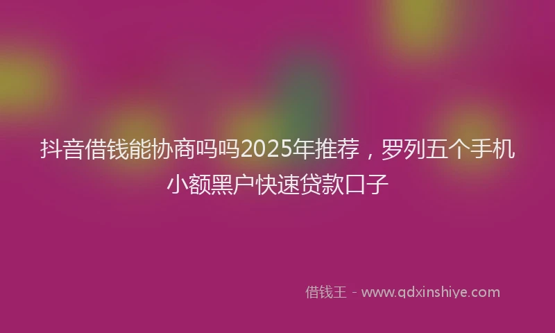 抖音借钱能协商吗吗2025年推荐，罗列五个手机小额黑户快速贷款口子