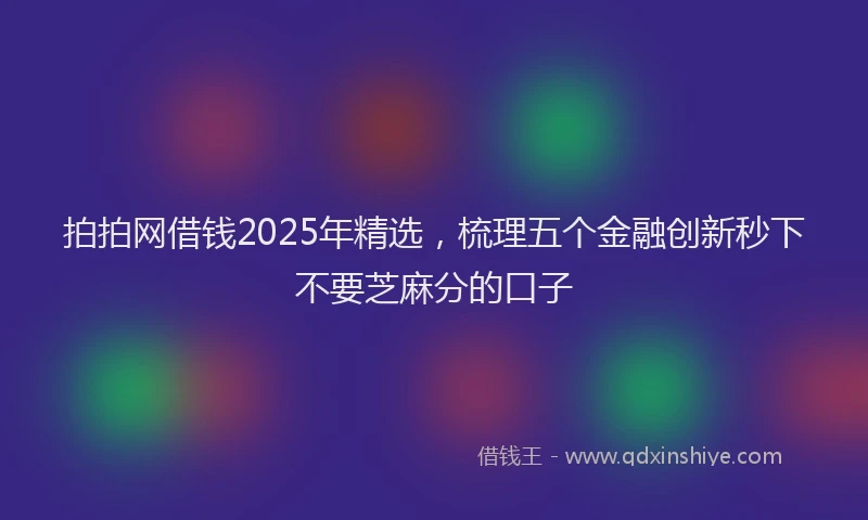 拍拍网借钱2025年精选，梳理五个金融创新秒下不要芝麻分的口子