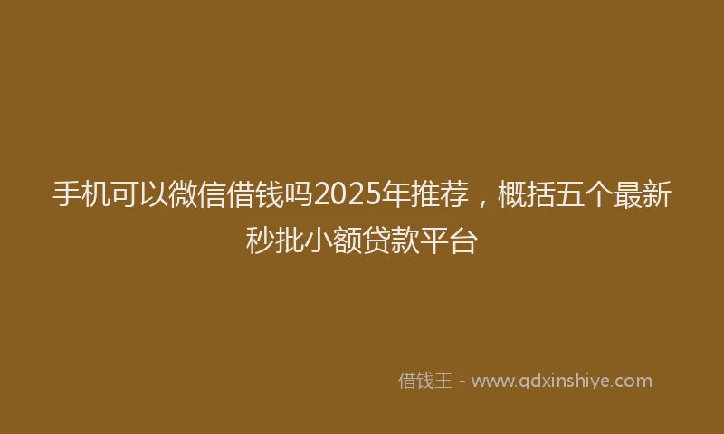 手机可以微信借钱吗2025年推荐，概括五个最新秒批小额贷款平台