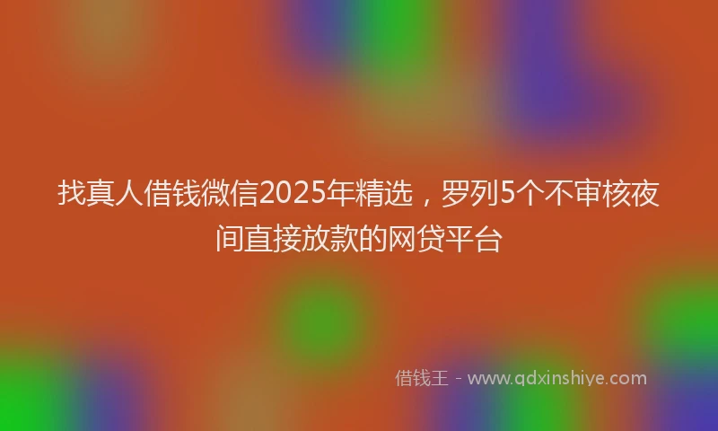 找真人借钱微信2025年精选，罗列5个不审核夜间直接放款的网贷平台