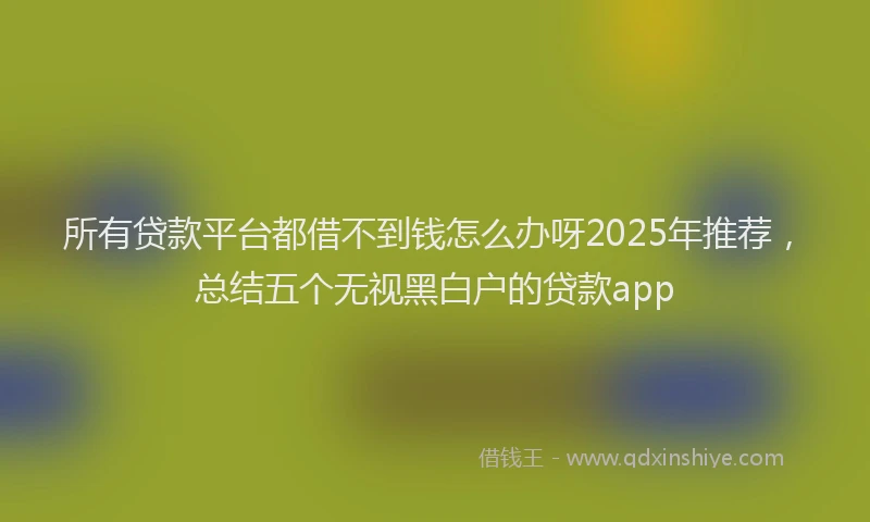 所有贷款平台都借不到钱怎么办呀2025年推荐，总结五个无视黑白户的贷款app