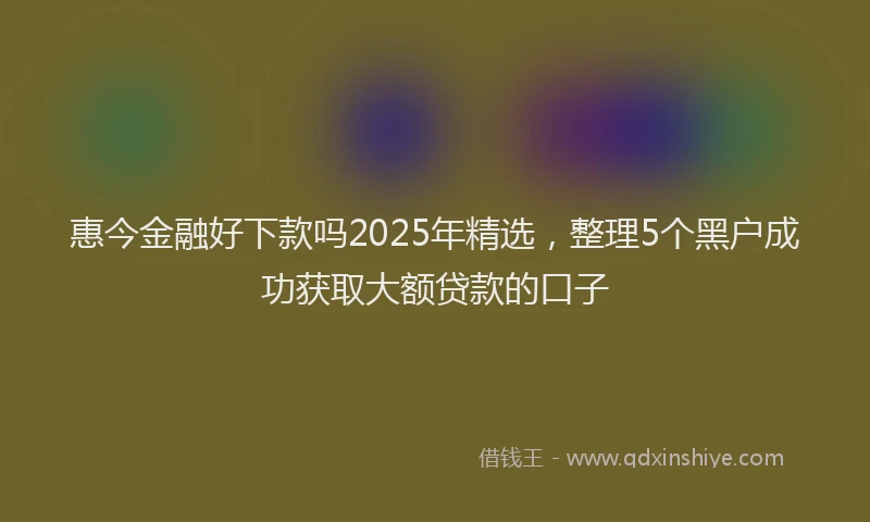 惠今金融好下款吗2025年精选，整理5个黑户成功获取大额贷款的口子
