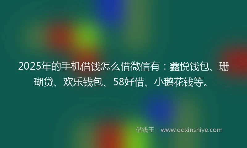 2025年的手机借钱怎么借微信有：鑫悦钱包、珊瑚贷、欢乐钱包、58好借、小鹅花钱等。