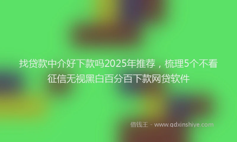 找贷款中介好下款吗2025年推荐，梳理5个不看征信无视黑白百分百下款网贷软件