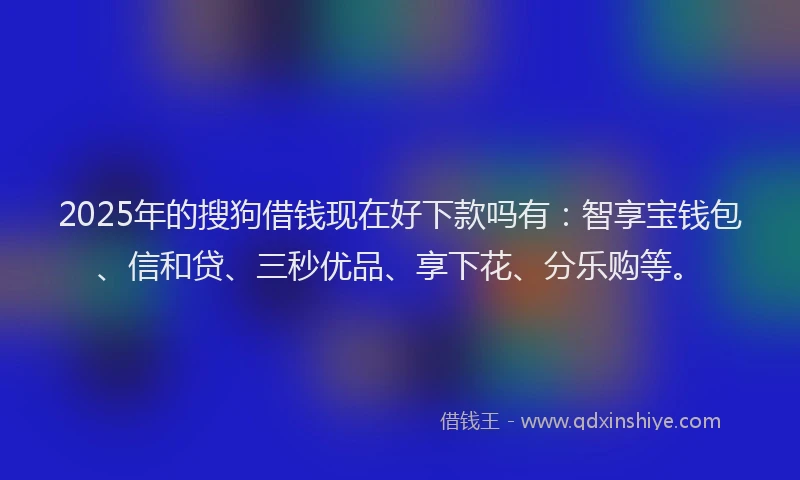 2025年的搜狗借钱现在好下款吗有：智享宝钱包、信和贷、三秒优品、享下花、分乐购等。