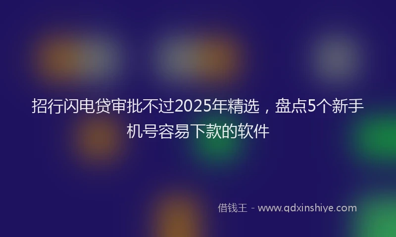 招行闪电贷审批不过2025年精选，盘点5个新手机号容易下款的软件