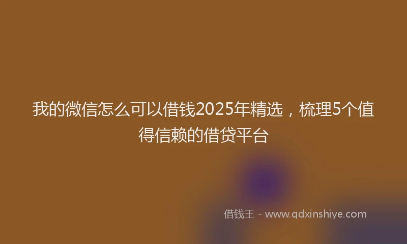 我的微信怎么可以借钱2025年精选，梳理5个值得信赖的借贷平台