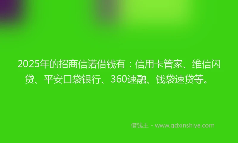 2025年的招商信诺借钱有：信用卡管家、维信闪贷、平安口袋银行、360速融、钱袋速贷等。