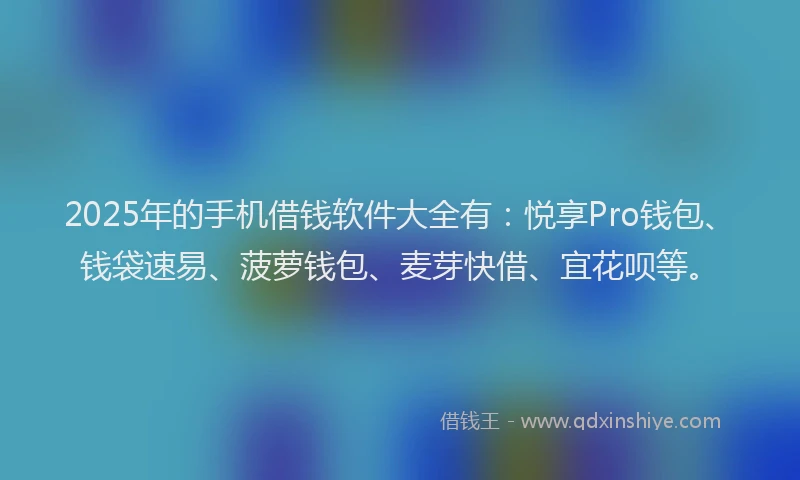 2025年的手机借钱软件大全有：悦享Pro钱包、钱袋速易、菠萝钱包、麦芽快借、宜花呗等。