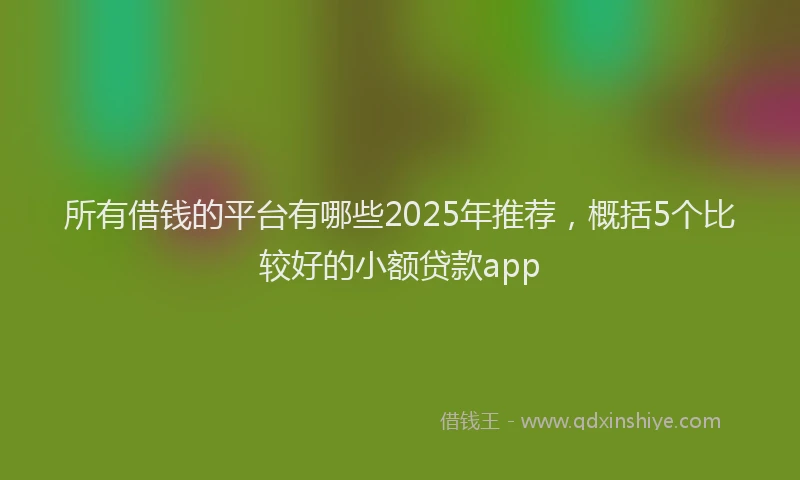 所有借钱的平台有哪些2025年推荐，概括5个比较好的小额贷款app