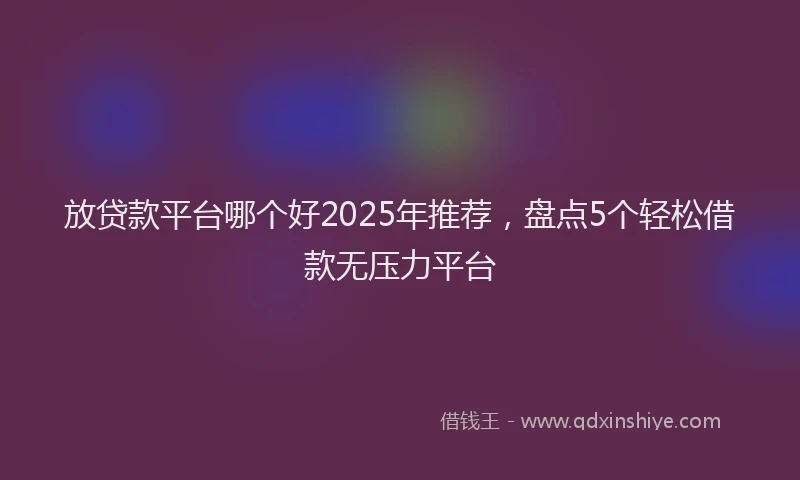 放贷款平台哪个好2025年推荐，盘点5个轻松借款无压力平台