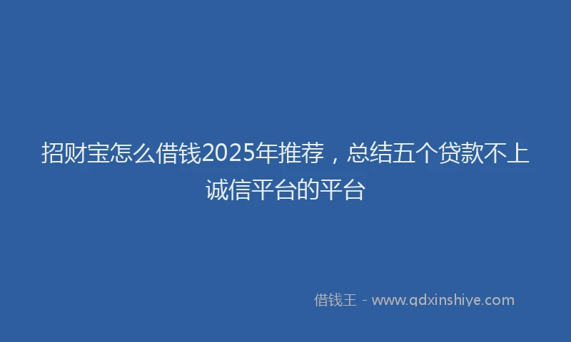 招财宝怎么借钱2025年推荐，总结五个贷款不上诚信平台的平台
