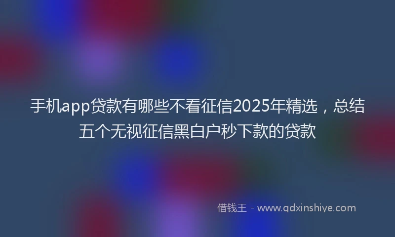 手机app贷款有哪些不看征信2025年精选，总结五个无视征信黑白户秒下款的贷款