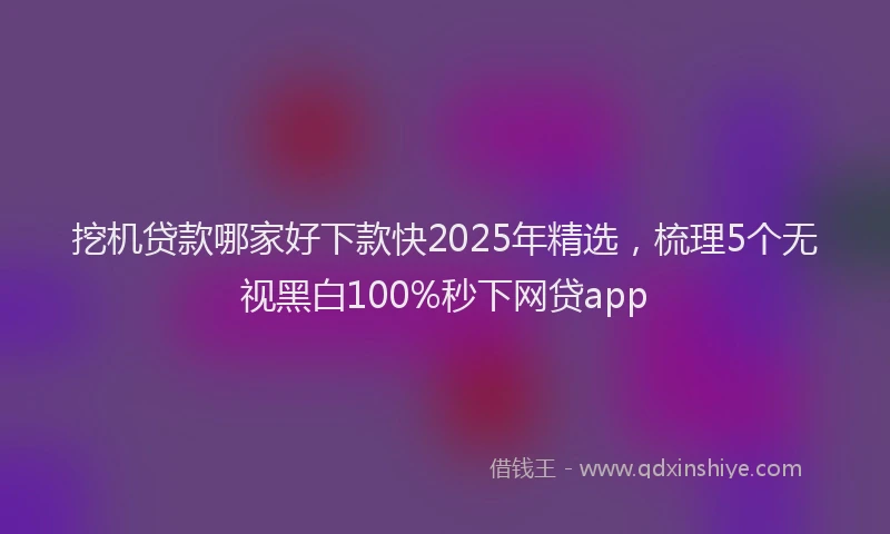 挖机贷款哪家好下款快2025年精选，梳理5个无视黑白100%秒下网贷app