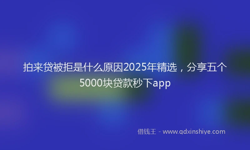 拍来贷被拒是什么原因2025年精选，分享五个5000块贷款秒下app