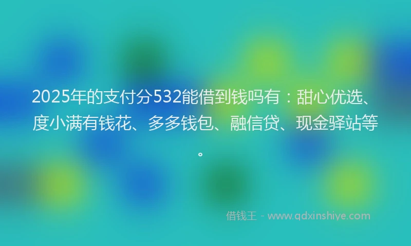 2025年的支付分532能借到钱吗有：甜心优选、度小满有钱花、多多钱包、融信贷、现金驿站等。