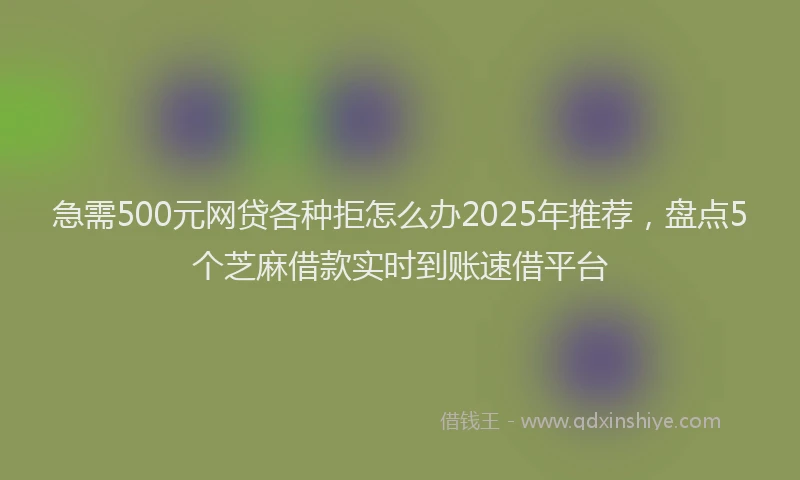 急需500元网贷各种拒怎么办2025年推荐，盘点5个芝麻借款实时到账速借平台