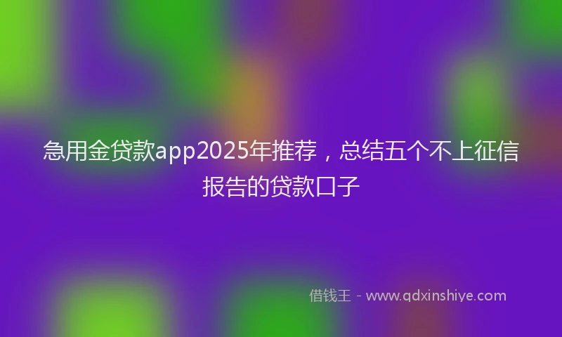 急用金贷款app2025年推荐，总结五个不上征信报告的贷款口子