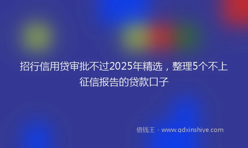 招行信用贷审批不过2025年精选，整理5个不上征信报告的贷款口子