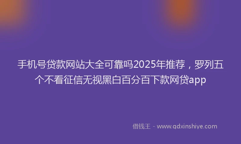 手机号贷款网站大全可靠吗2025年推荐，罗列五个不看征信无视黑白百分百下款网贷app
