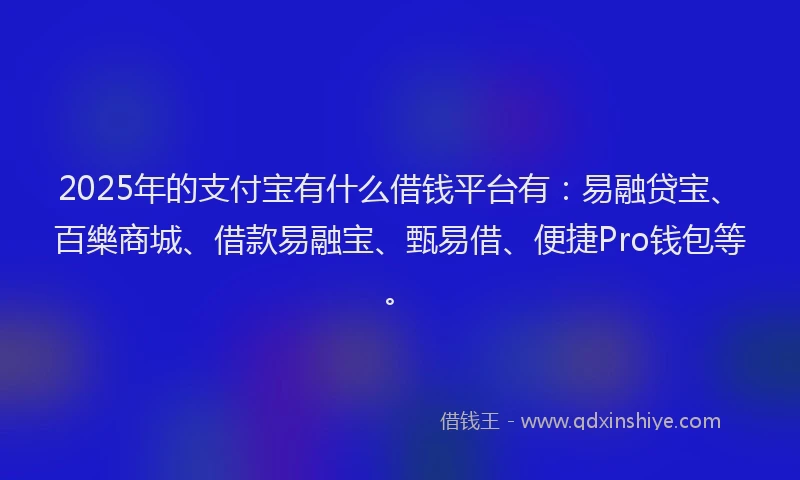 2025年的支付宝有什么借钱平台有：易融贷宝、百樂商城、借款易融宝、甄易借、便捷Pro钱包等。