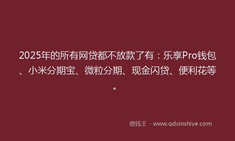 2025年的所有网贷都不放款了有：乐享Pro钱包、小米分期宝、微粒分期、现金闪贷、便利花等。